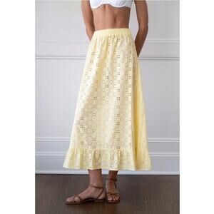 La Maregold | $175 The Isla Skirt Eyelet Midi Cottagecore Butter Yellow Sz Small